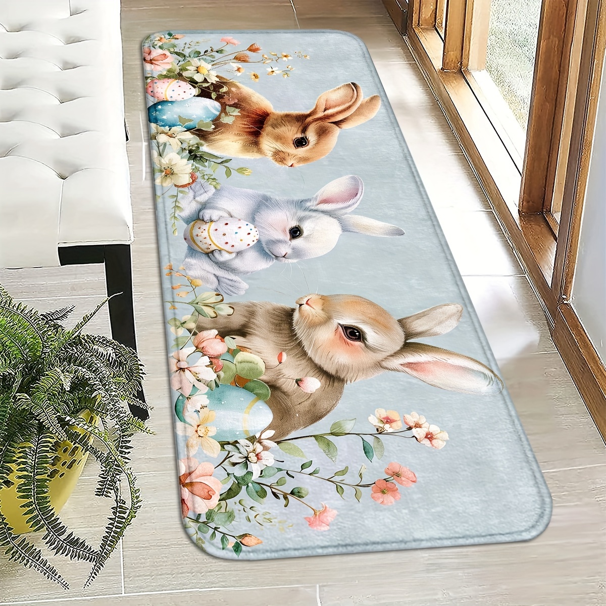 TEMU Rabbit-themed Indoor Doormats Designed For , Perfect For Front Doors