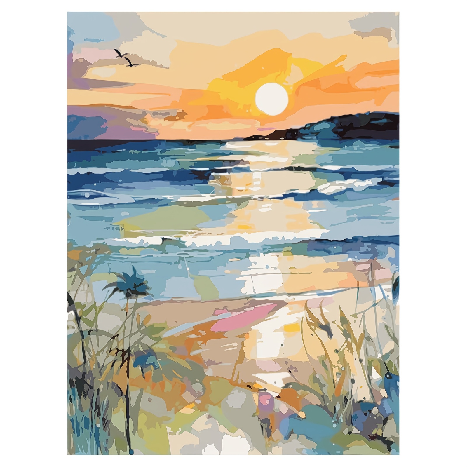 

Diy Beach And Sunset Landscape Painting Kit By Numbers For Adults, Canvas , 12x18 Inches - Ideal For Living Room Or Bedroom Decor, Gift, 30*45cm