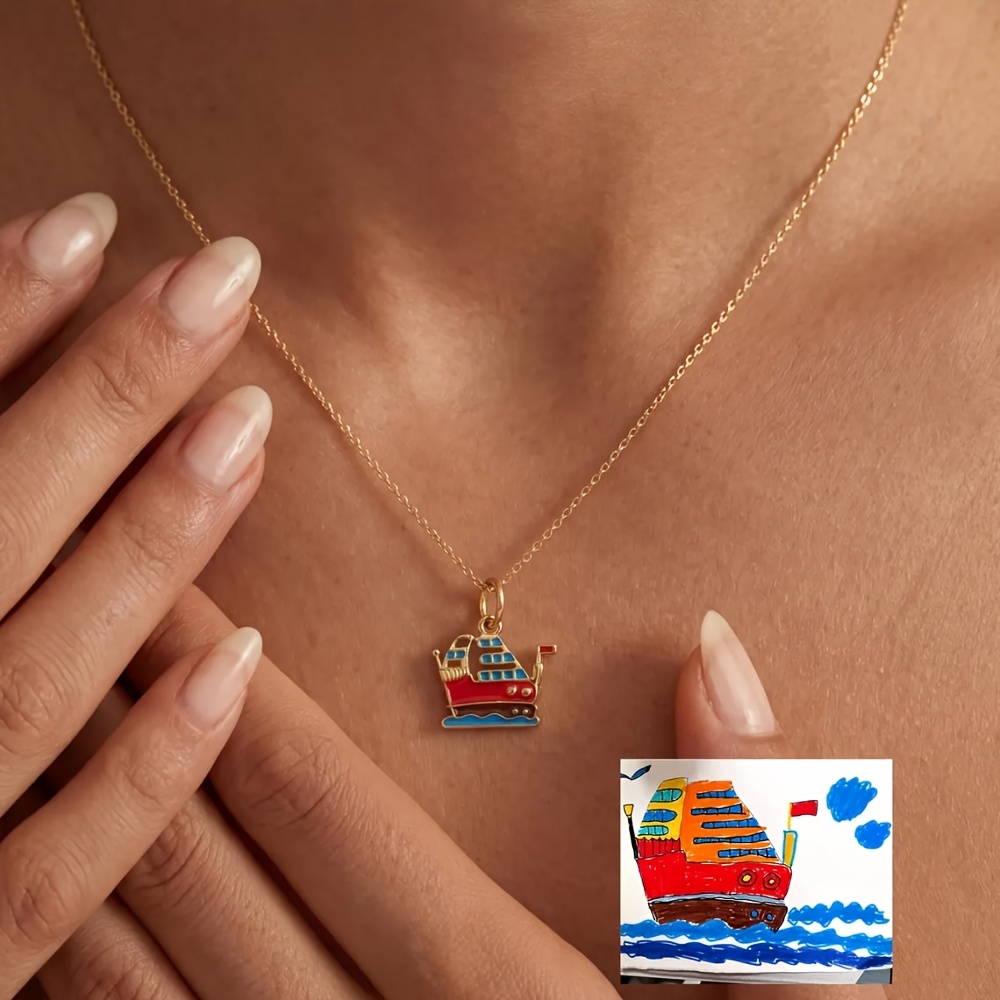 Custom Photo Golden Printed Necklace — Personalized Graffiti Pendant
