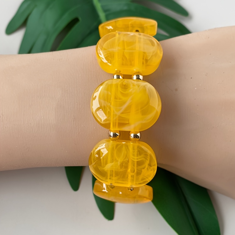 Colorful Ombre Resin Bead Bracelet, Geometric Bangle
