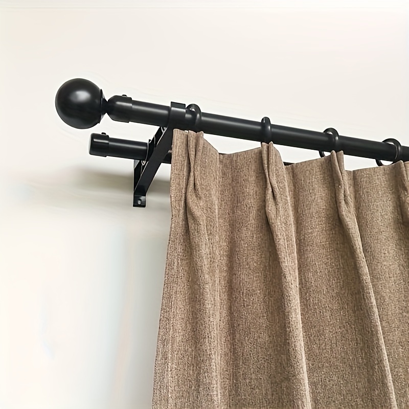 AddGrace 2 Pack Double Curtain Rod Brackets for 1 Rod Aluminum Alloy Wall  Mounted Rod Holder (Black) : : Home