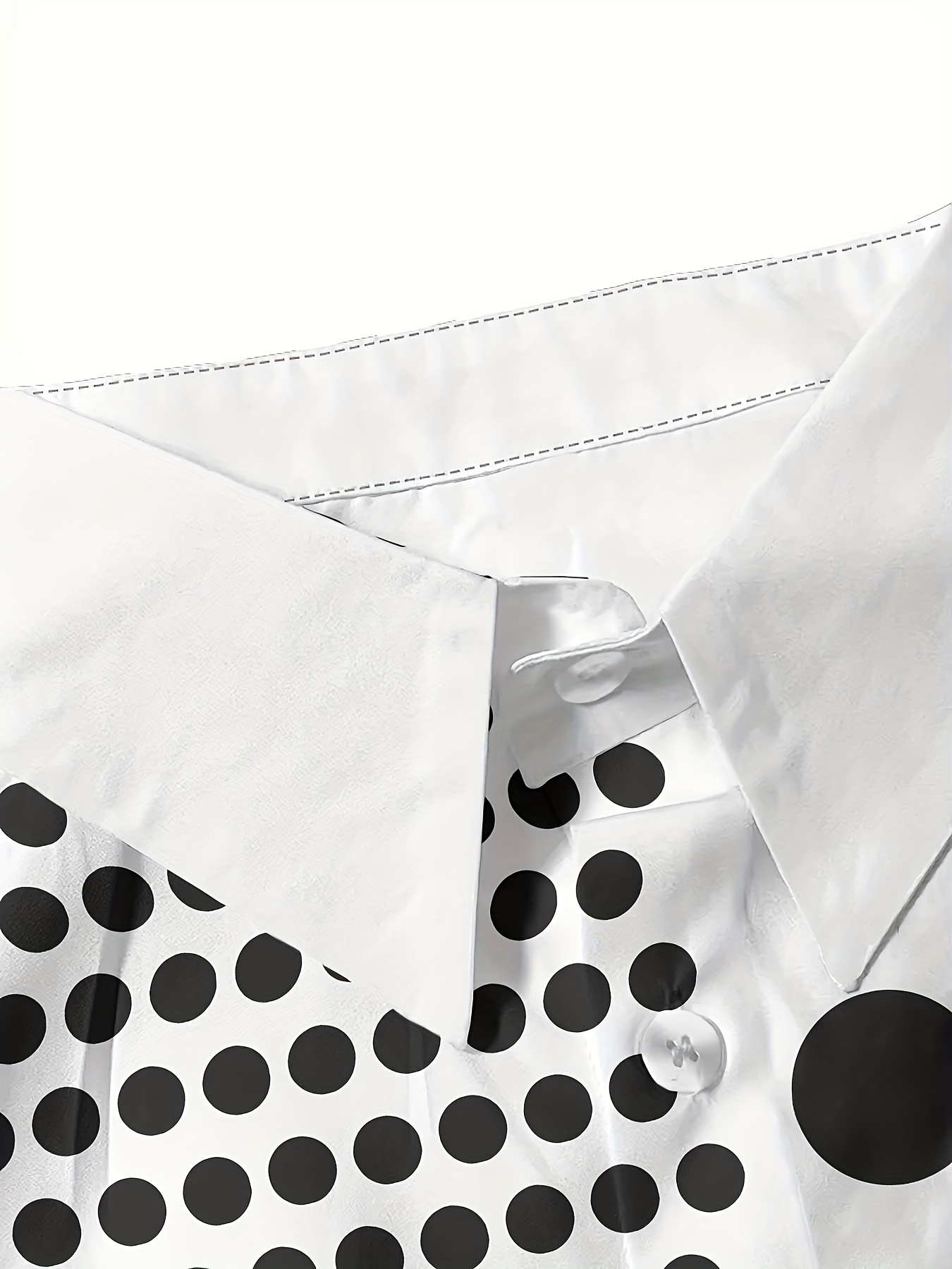 Camisa de Larga con Negros y Blancos para Mujer Poliéster Casual,  Lavable a Máquina con Cuello, No Transparente para */Otoño,