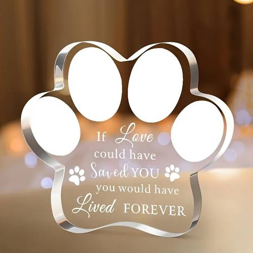 2D Flat, 1pc Acrylic Desktop Decorative Sign, Animal Memorial Keepsake - Paw Print Gift for or Cat, Suitable for Room Types