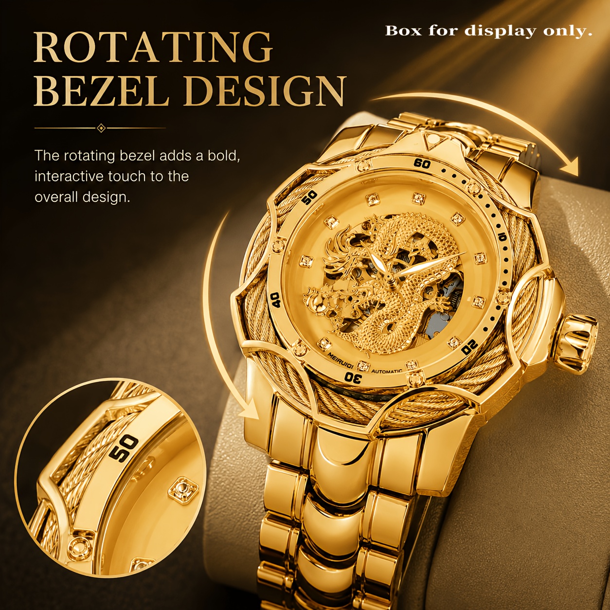 Men's Mechanical Dragon Skeleton Dial Bracelet Wristwatch