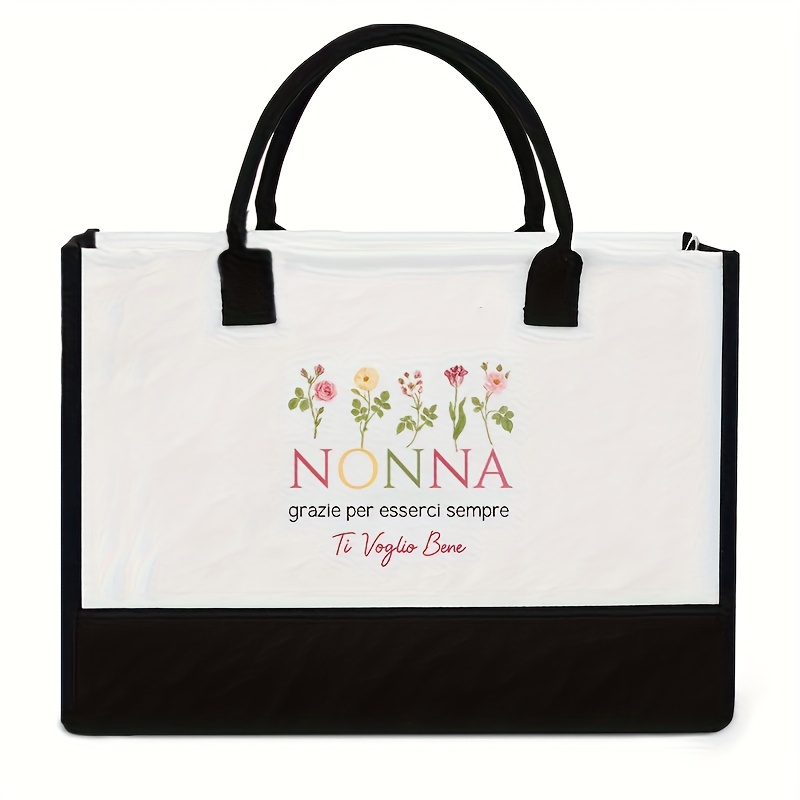 TEMU Borsa da spiaggia/ grande da 1 pezzo NONNA con motivo "to Bene" e scritta "Grazie per qui", borsa tote monogrammata da donna, regalo di viaggio