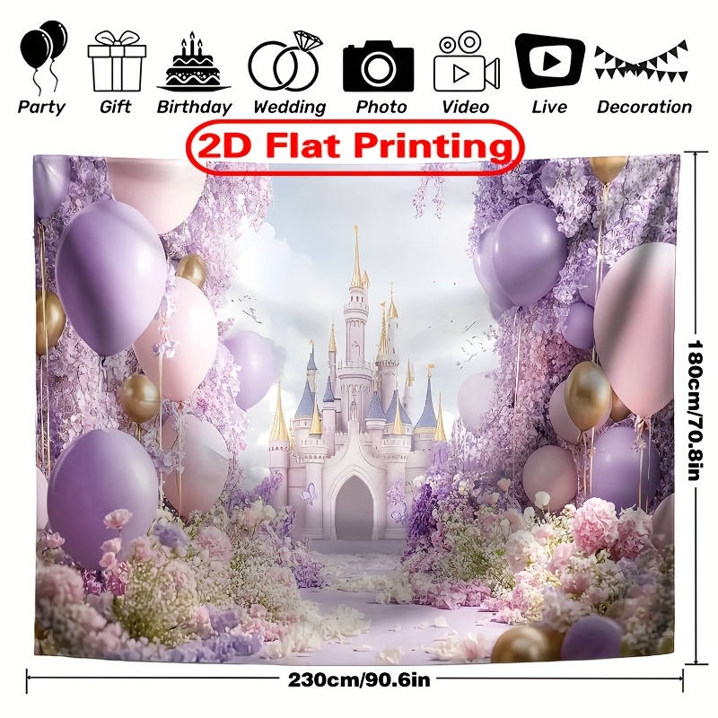 TEMU 2d Flat Fairy Tale Princess - Photography Backdrop - Large Size Photographic Cloth, Outdoor And Indoor Party Banners, Background With Festive