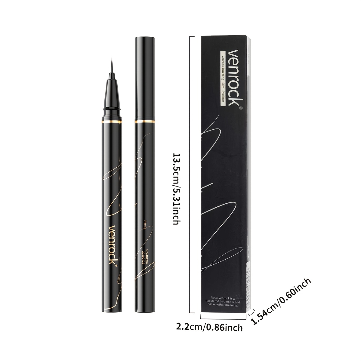 VENROCK 0.014Mm Ultra-Fine Eyeliner Liquid Pen, Waterproof And Smudge-Proof, Quick-Drying Formula, Beginner Friendly, Midnight Black/Amber Brown, 2 Colors Available