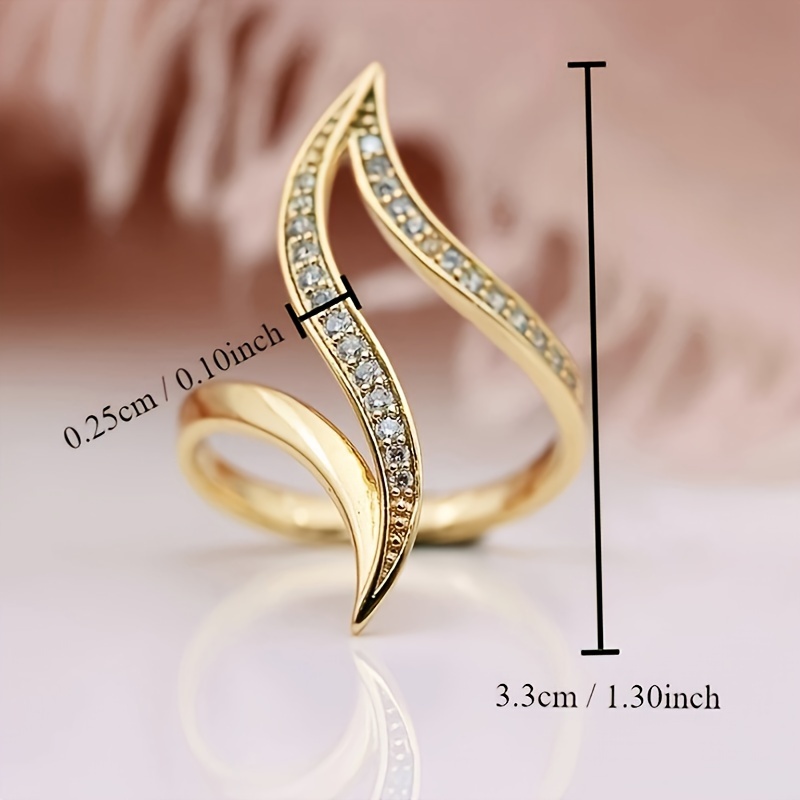 [18K Golden Plated Ring] Fashionable And Stylish 18K Golden Plated Zirconia Inlaid Ring • Exquisite Women's Daily Casual Party Banquet Birthday Gift