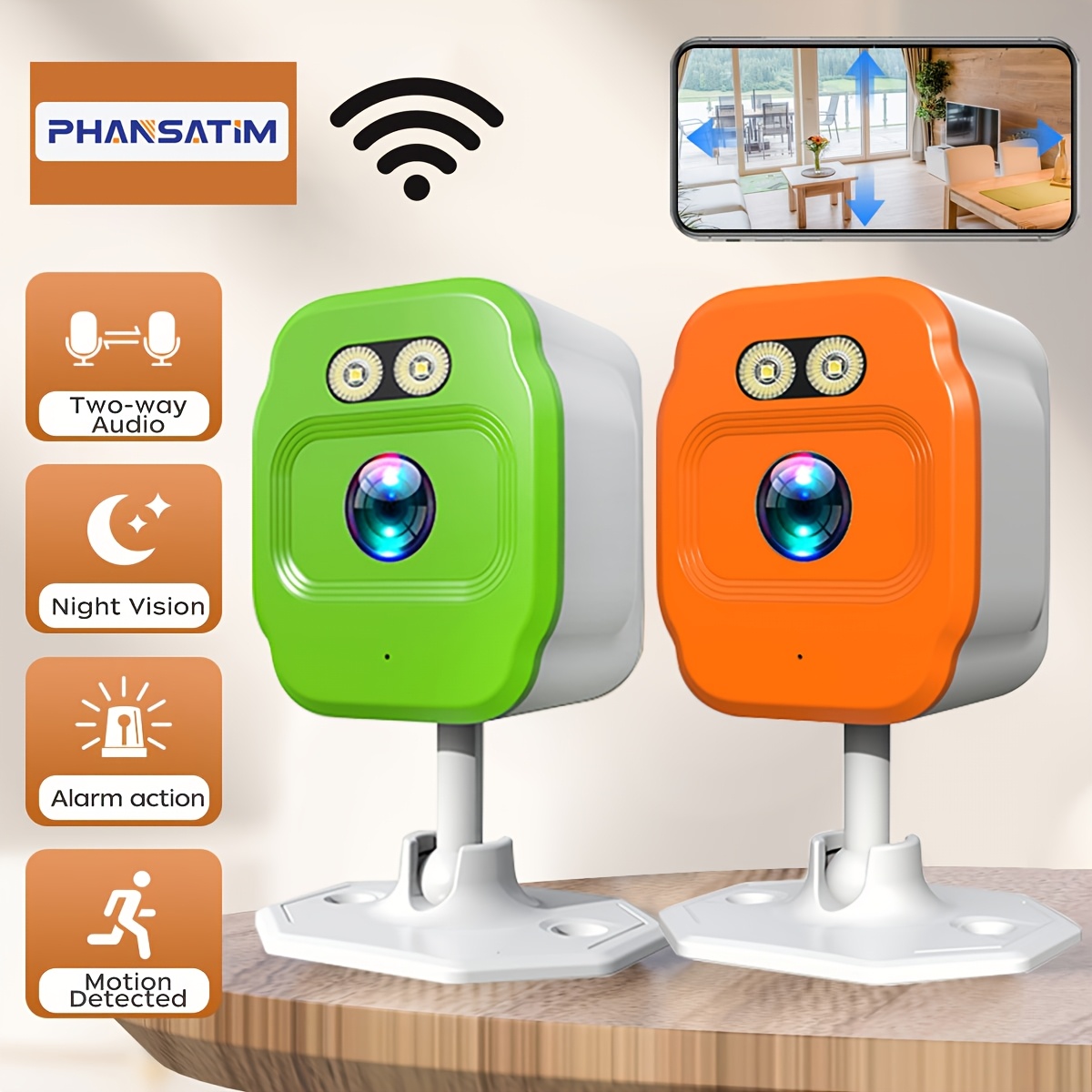 TEMU 2/4/6pcs Compact Indoor Camera, 1080p Hd Wifi Pet & Monitor, Real- Control, Motion Detection, Ai Human Tracking, Night Vision, Audio, Easy Setup