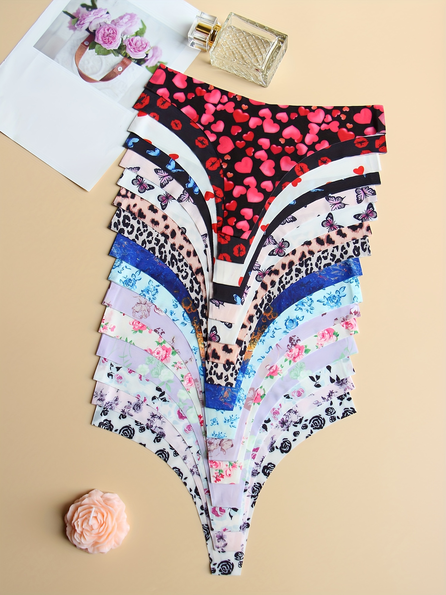 6pcs Floral Print Cotton Briefs Sexy Comfy Breathable Stretchy Intimates Panties Women's Lingerie & Underwear