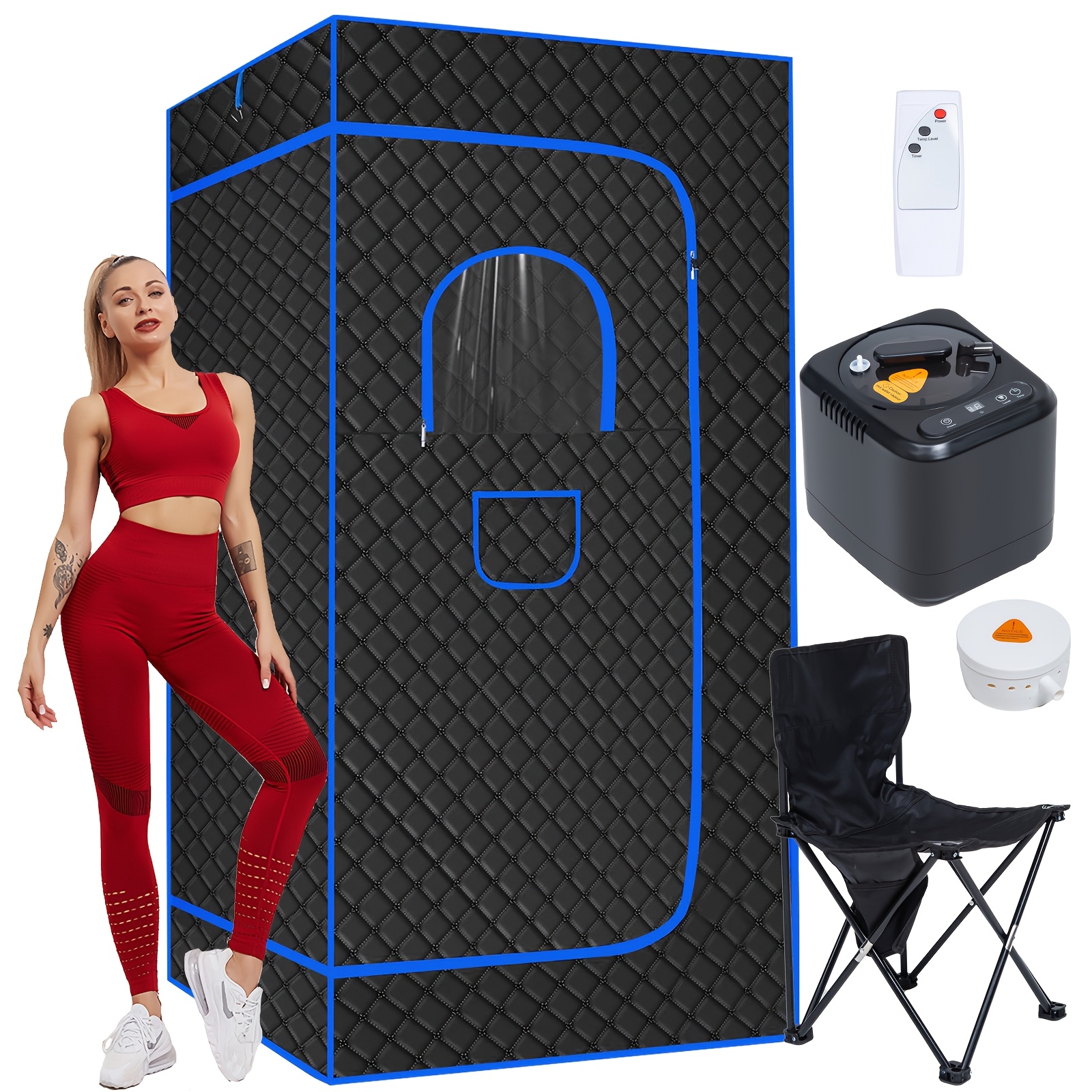 Real Relax Portable Steam Sauna For Home, 6.2ft Pentagon Full Body Sauna Box Sauna Tent For Home Spa With 3.6L 1600W Steamer, Remote