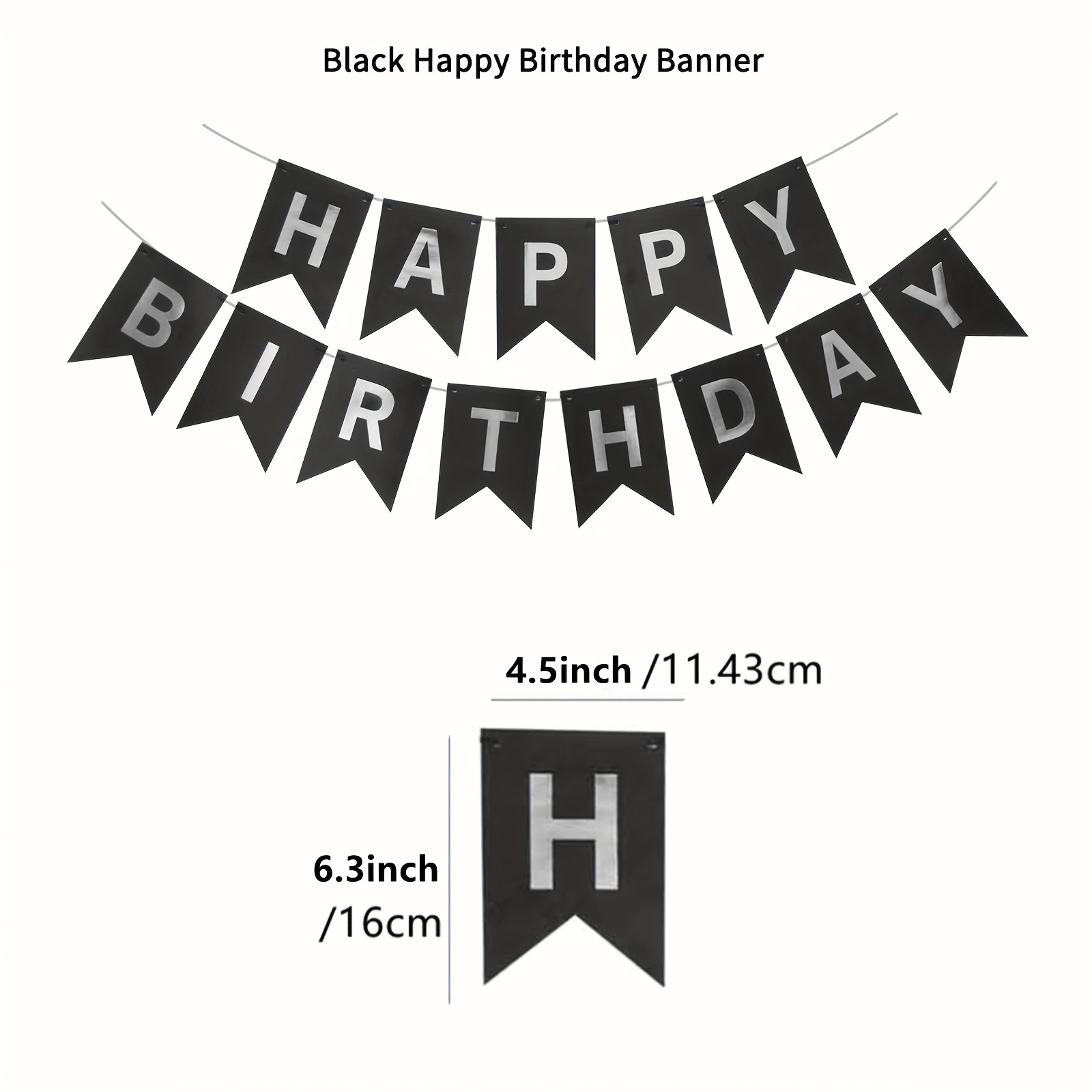 Silbernes Happy Birthday-Banner - Für Geburtstagsparty-Dekoration, Klassisch & Festlich