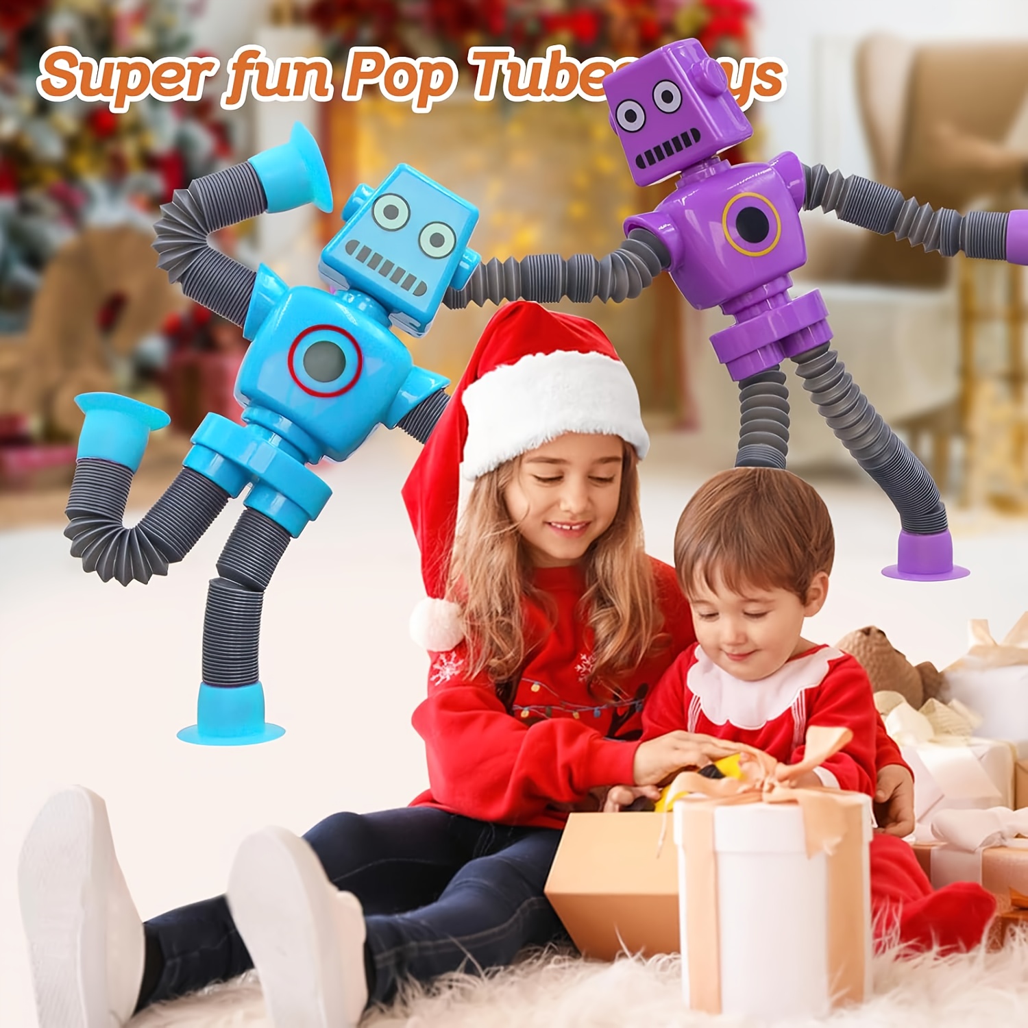 8pcs Stretchy Robot Toys Telescopic Arms Yellow Red Purple Sensory