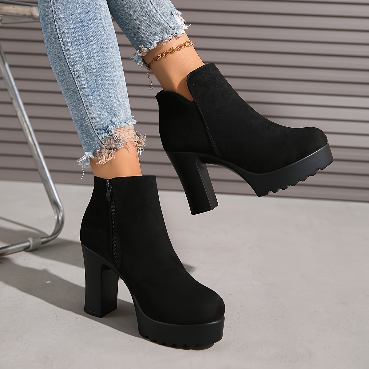 women's black dress boots low heel Vepose 911L Ankle Heels Chunky Cutout Booties Perforated Western Shoes Perfect for daily wear women's black dress boots low