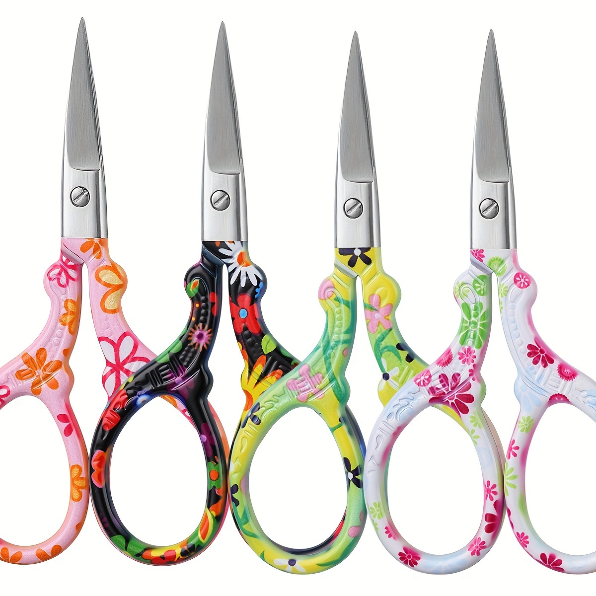 

1pc Mini Stainless Steel Floral Design Eyebrow And Nail Scissors - Safe And Easy Makeup Styling