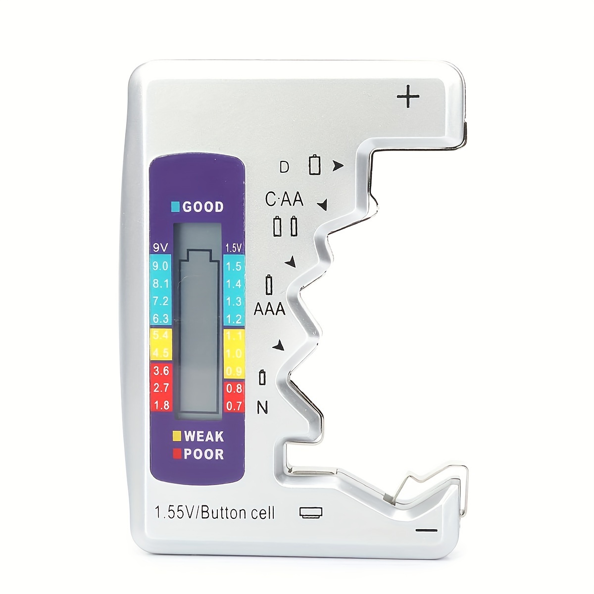 Versatile Digital Battery Tester - Quick & Easy Check for C, AA, AAA, D, N, 9V, 6F22, 1.5V Button Cell Batteries with LCD Display