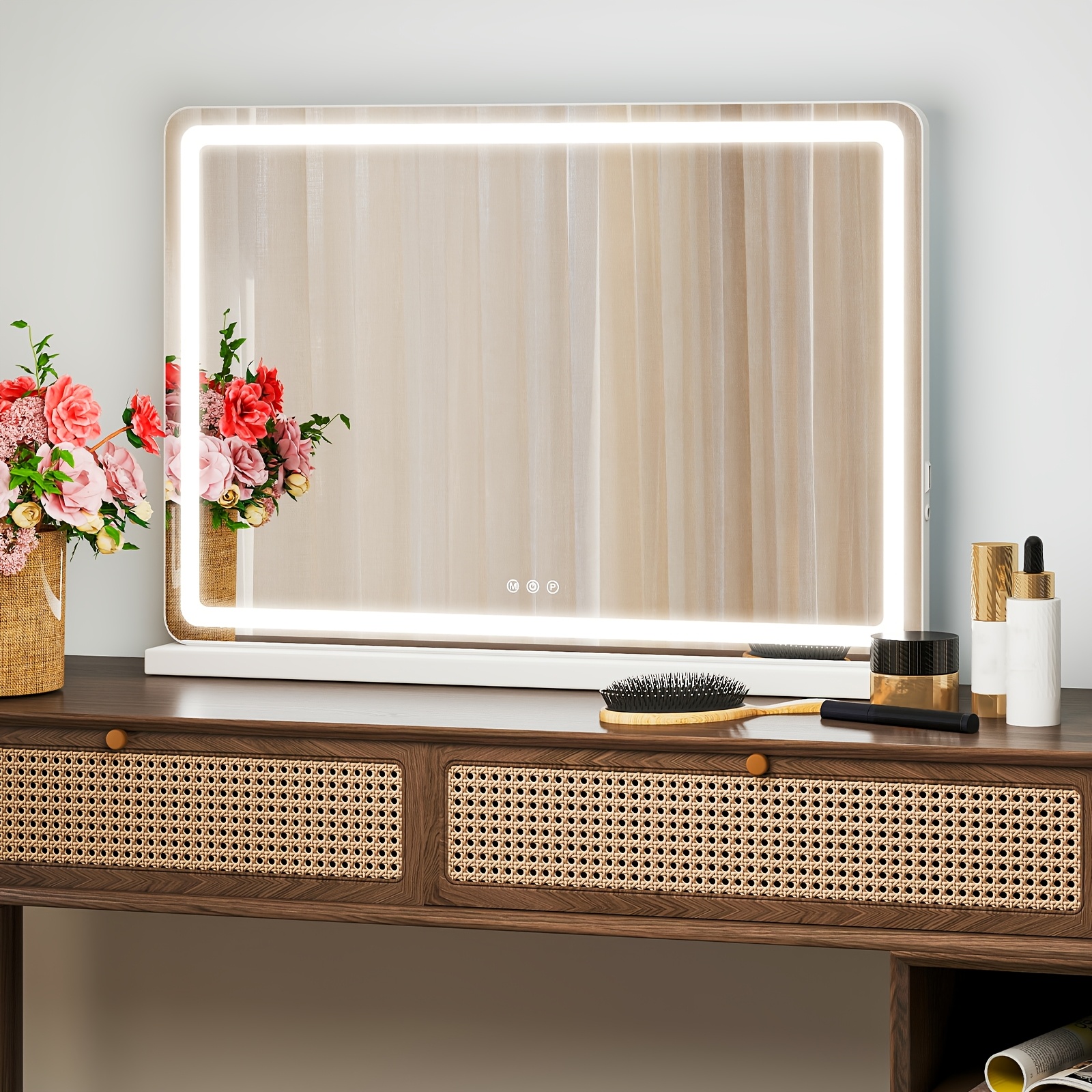 TEMU Led Vanity Mirror With Lights, Usb Charging Design, 3 Color Lighting & Adjustable Brightness, Long-lasting Led Strip, Lighting For Makeup, Skincare, Reading
