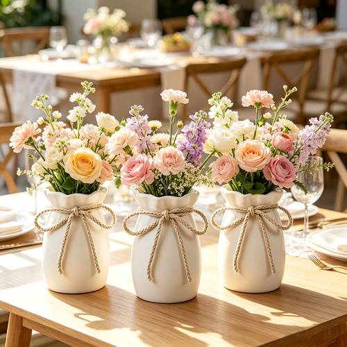 3pcs bohemian style plastic vase set featuring a drawstring opening design decorating living room tv stands sideboards entryway cabinets bedroom headboards bathrooms vanities weddings parties etc