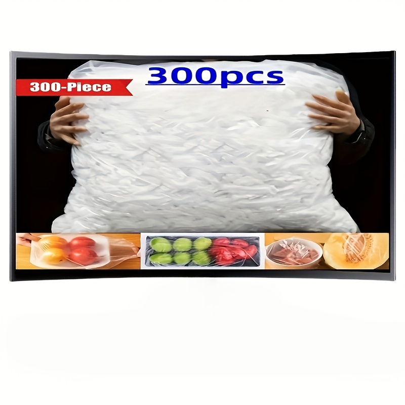300pcs Elastic Plastic Food Wrap Set - Reusable Stretchable Food Bags For Bowls, Produce, And Fruits - Multifunctional Kitchen Storage Solution, Home Preservation