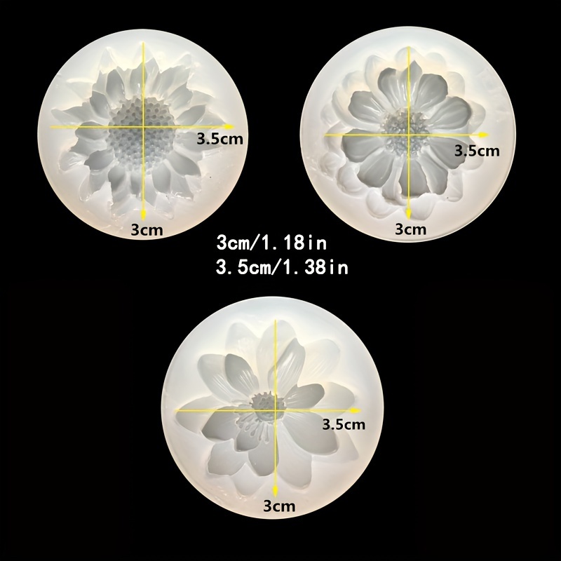 TEMU 3 pièces Moule en Silicone DIY pour Résine Époxy - de Marguerite et , Moules pour Bijoux et Artisanat, Moules pour Pendentif , Résine,