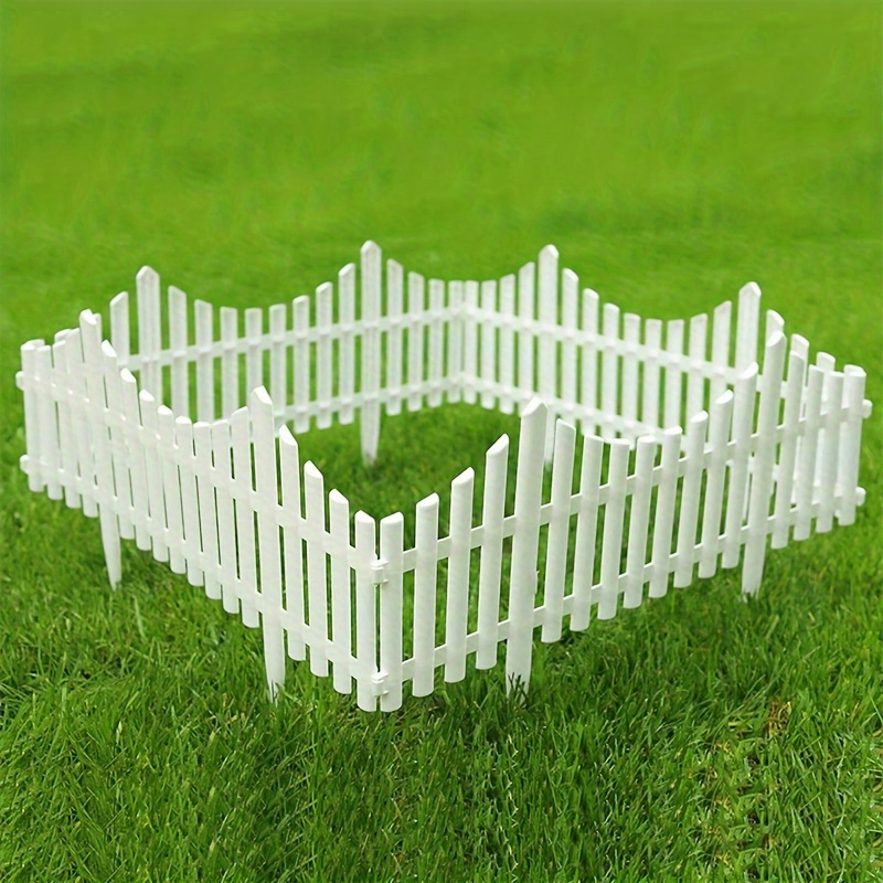 

4pcs Plastic White Garden Fence, Lawn Flowerbeds Plant Border, Landscape Edging Stake For Outside, Garden, Yard Decor, Fall Decor