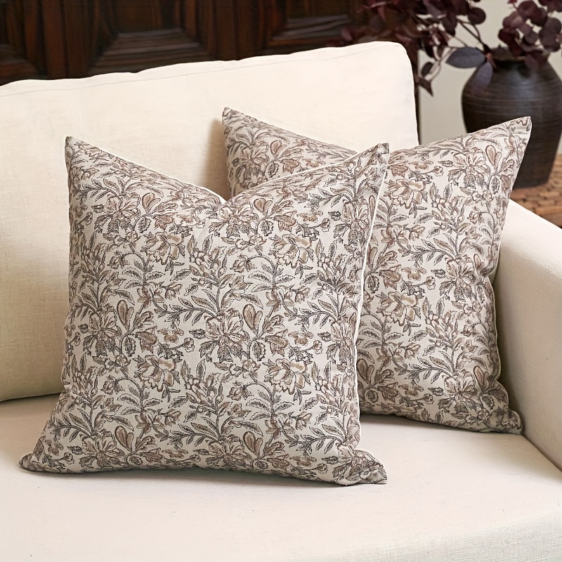 

2pcs Housses de Coussin à , Lin Tissé Fermeture Éclair - Housse de Coussin Décorative Polyvalente Tous de Pièces,