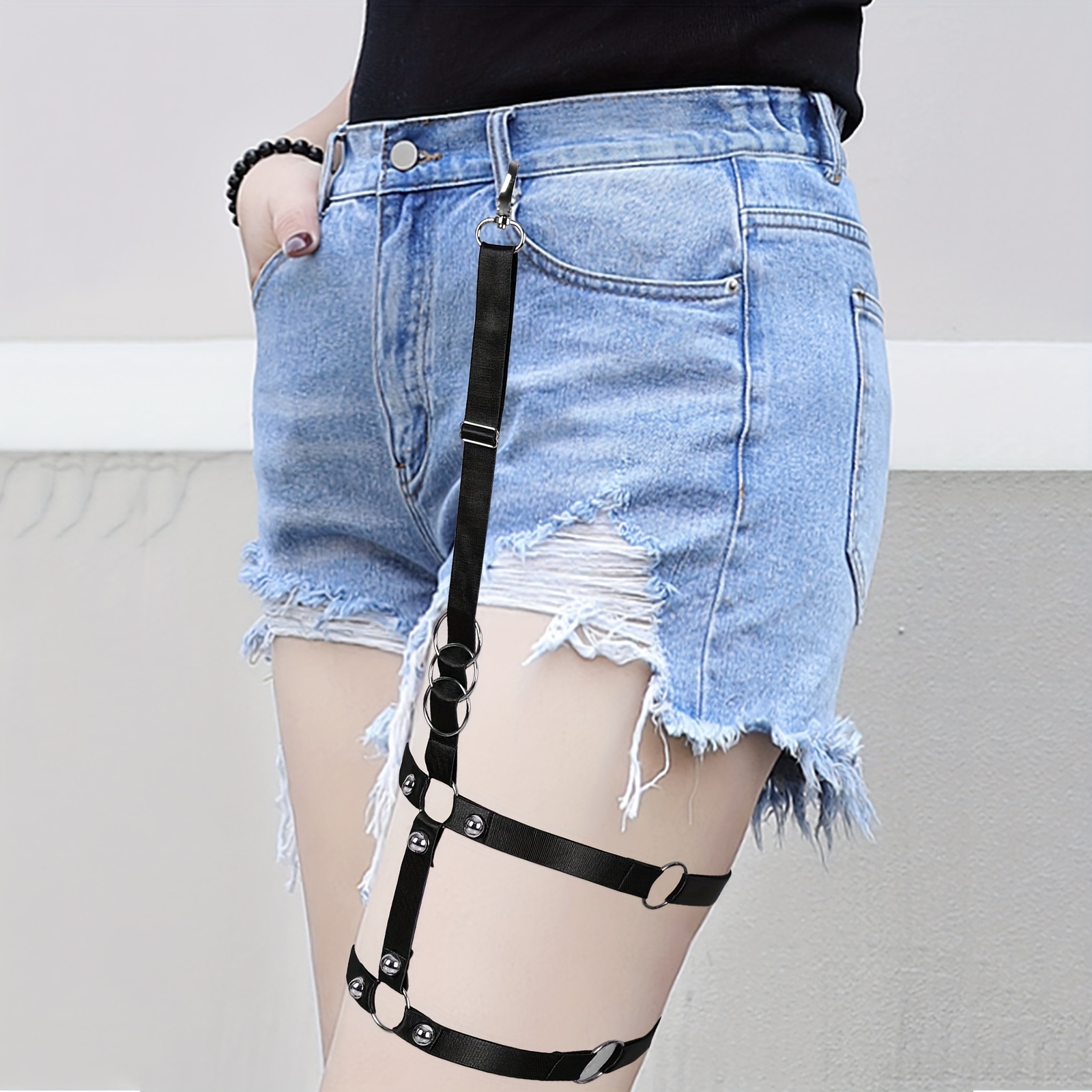 plus size punk garter belt elastic single leg harness women - Temu