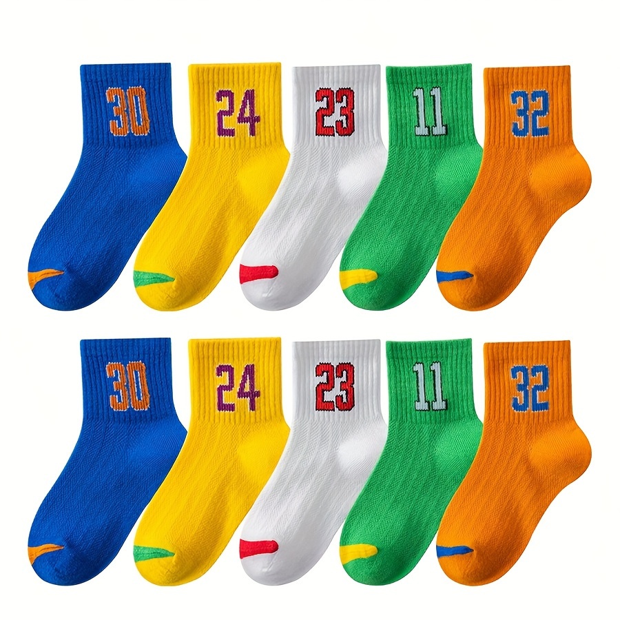 

5 Pairs Of Toddler's Trendy Crew Socks, Soft Comfy Breathable Children's Socks For Boys Girls All Seasons Wearing