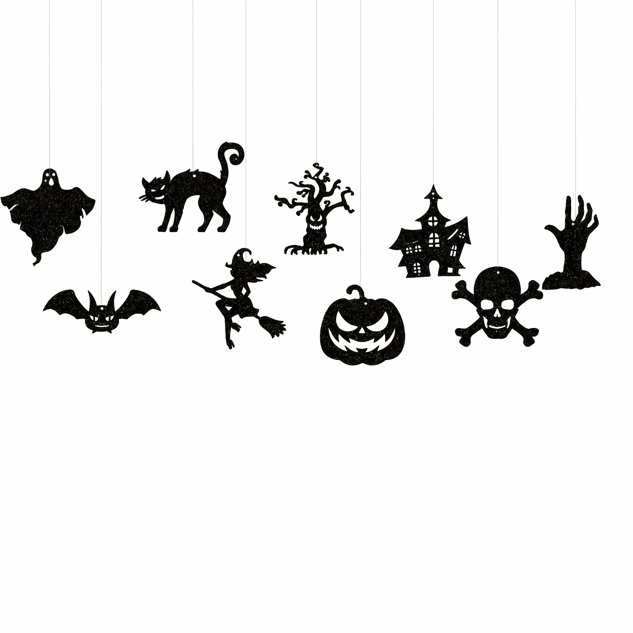 TEMU Ensemble de 9 pièces de décoration de fête d'Halloween, décoration suspendue de chauve-souris, guirlande de banderoles en papier