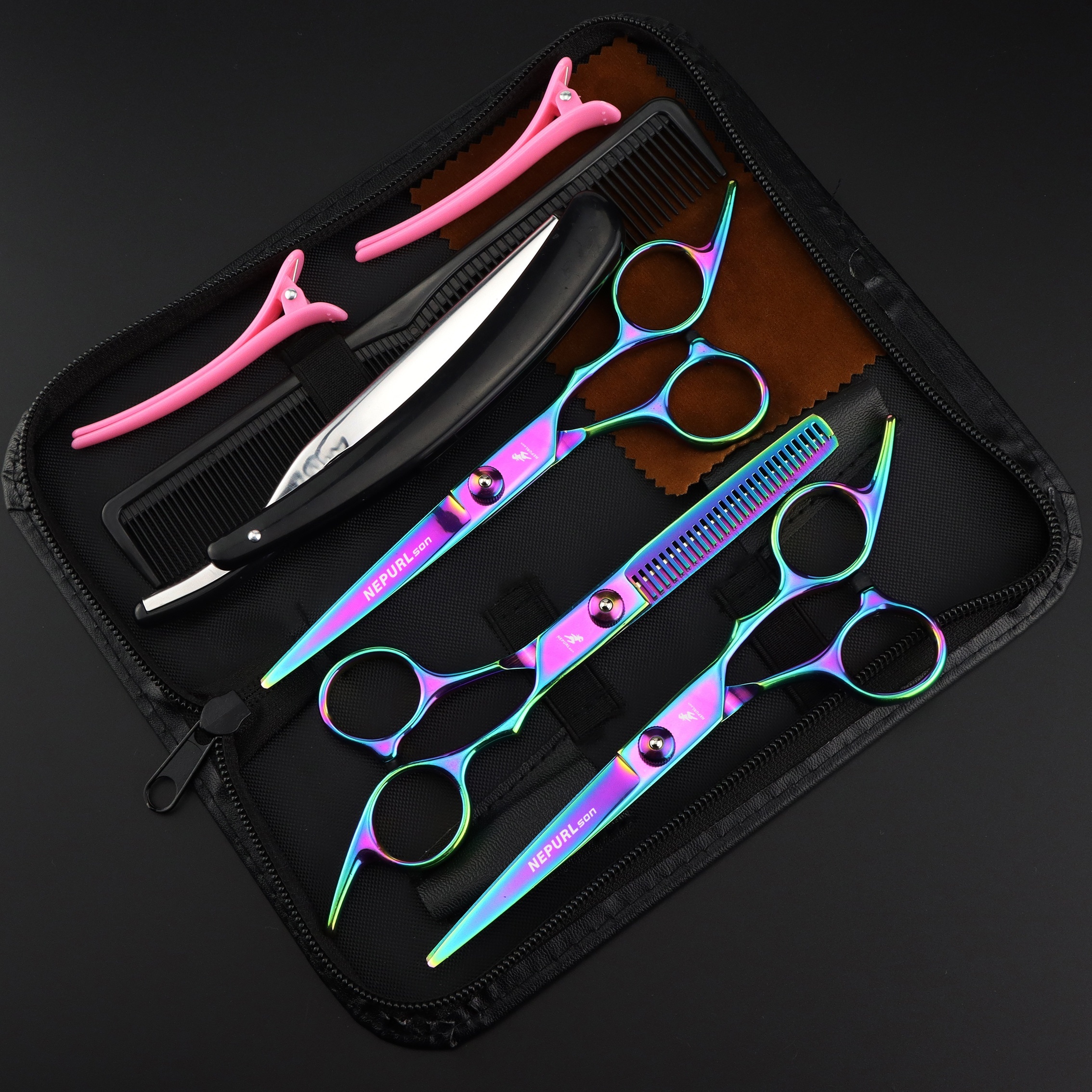 

Nepurlson 9pcs Haircutting Set - 6.0 , Texturizing & Thinning Shears ,, -handed, -free