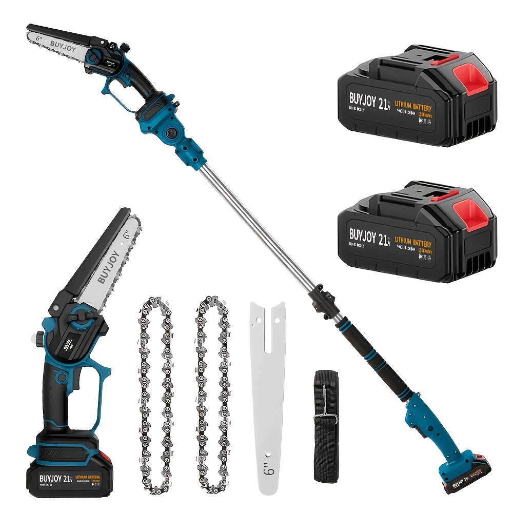 TEMU 2-in-1 Electric Pole Saws, Cordless Pole Saw Chainsaw, Mini Chainsaw With Pole Saw, 2 Battery, Pole Saws For Tree Trimming, Fruit Picker Pole