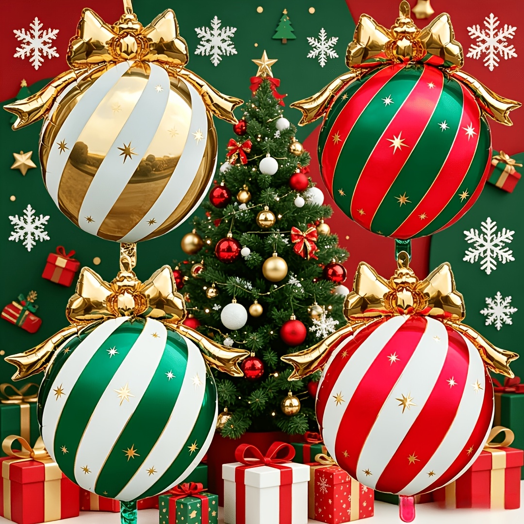 TEMU Lot de 4 décorations de ballons nœud de Noël, grands ballons décoratifs de 31 pouces pour une ambiance de fête ; convient pour le An, la