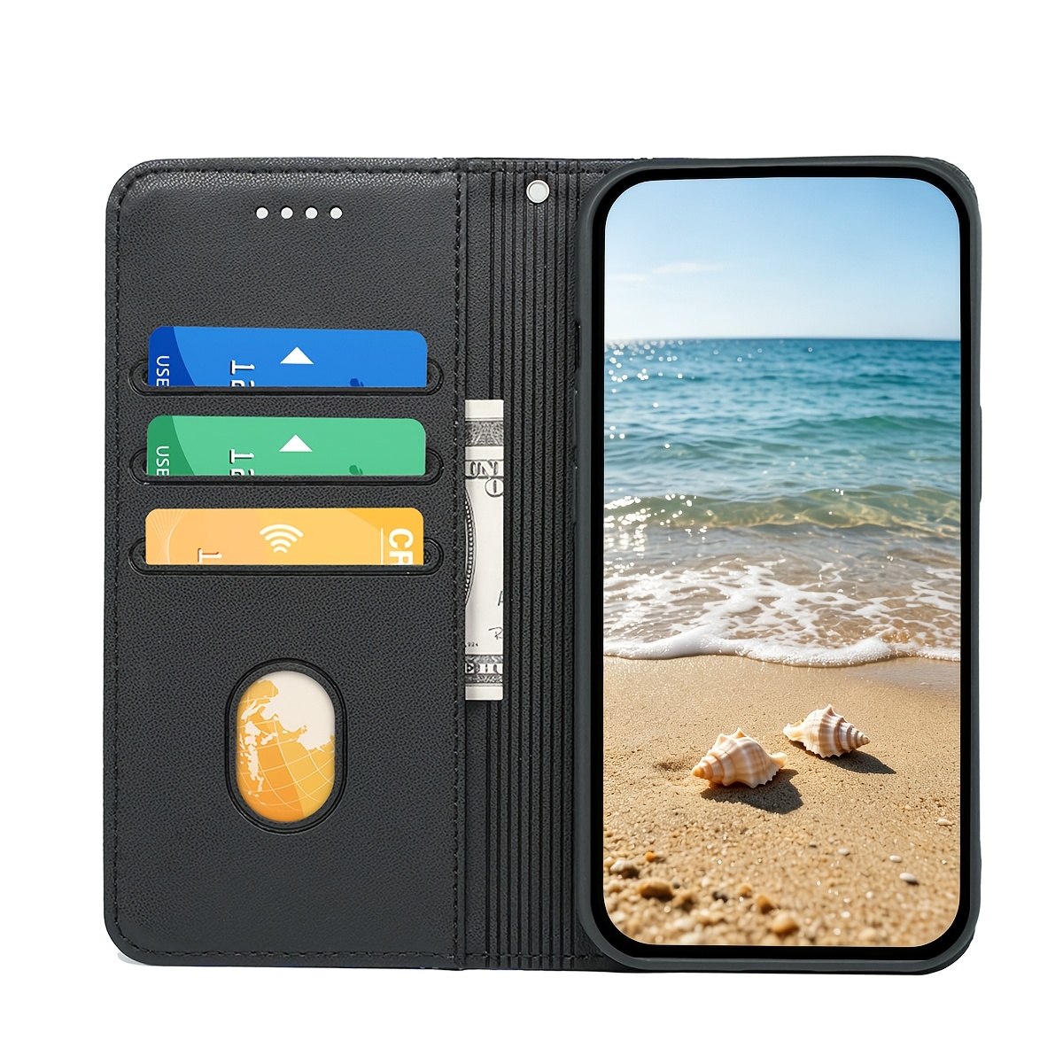 TEMU Phone Case - Wallet Folio Case For Iphone 13/13 Pro/13 Pro Max/13 Mini Cover, Anti Drop Protector, Magnetic Portable Storage Pouch Pocket Holder