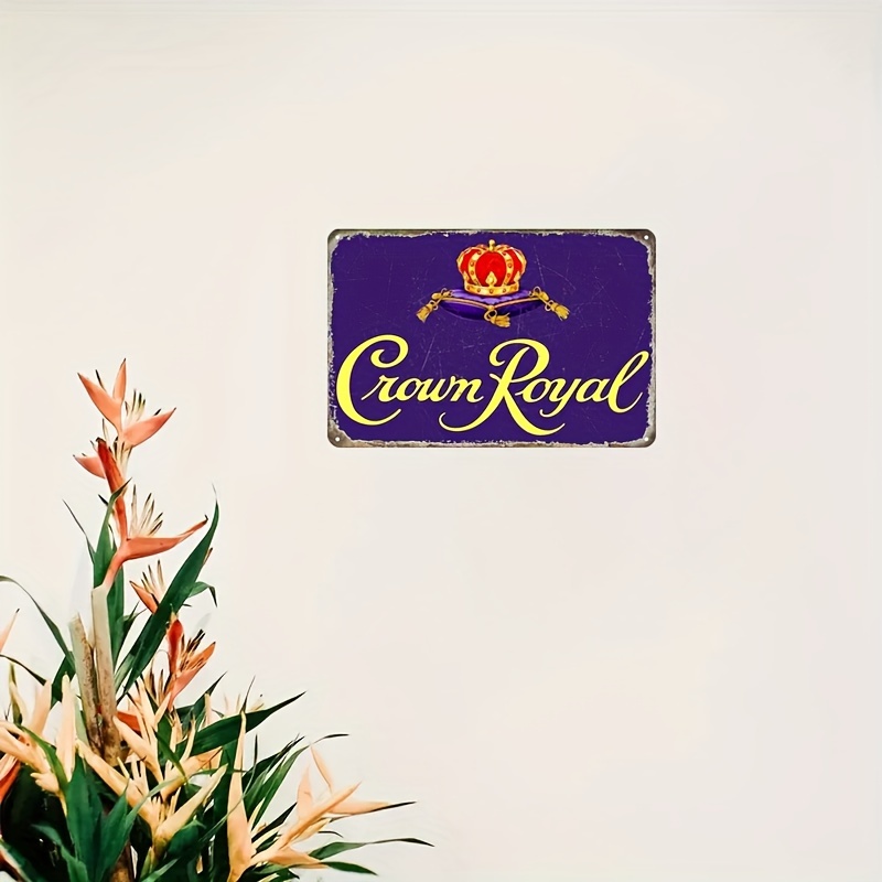 1pc, Vintage Crown Royal Metal Tin Sign, 8x12 Inch, Waterproof Wall Decor for Home, Bar, Garage, Multipurpose with Pre-Drilled Holes