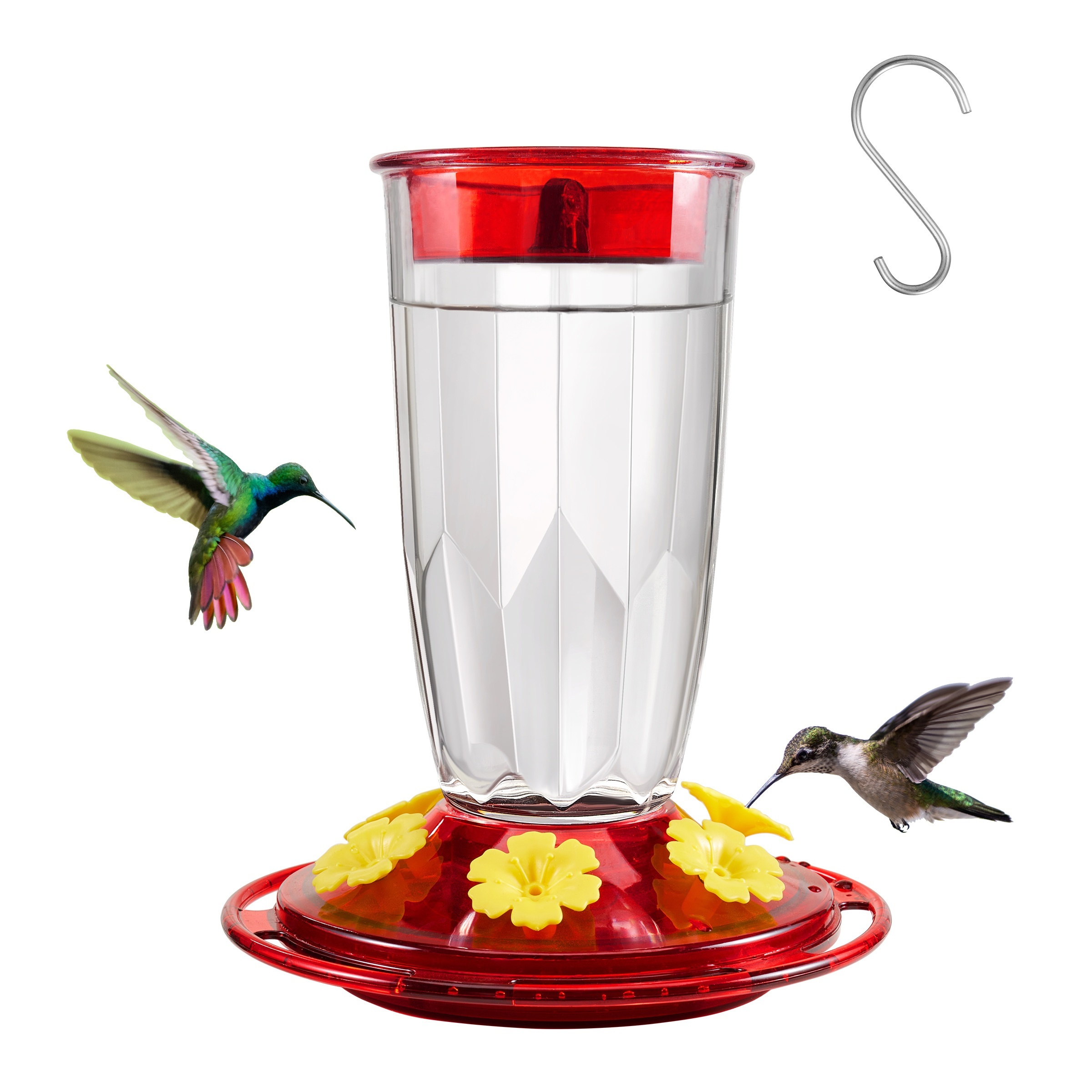 

Kingsyard Hummingbird Feeder For Outdoors Hanging - 6 Bee Guard Feeding Ports & Built-in Ant Moat, Wild Bird Feeder For Outside Garden Yard Patio 16 Oz