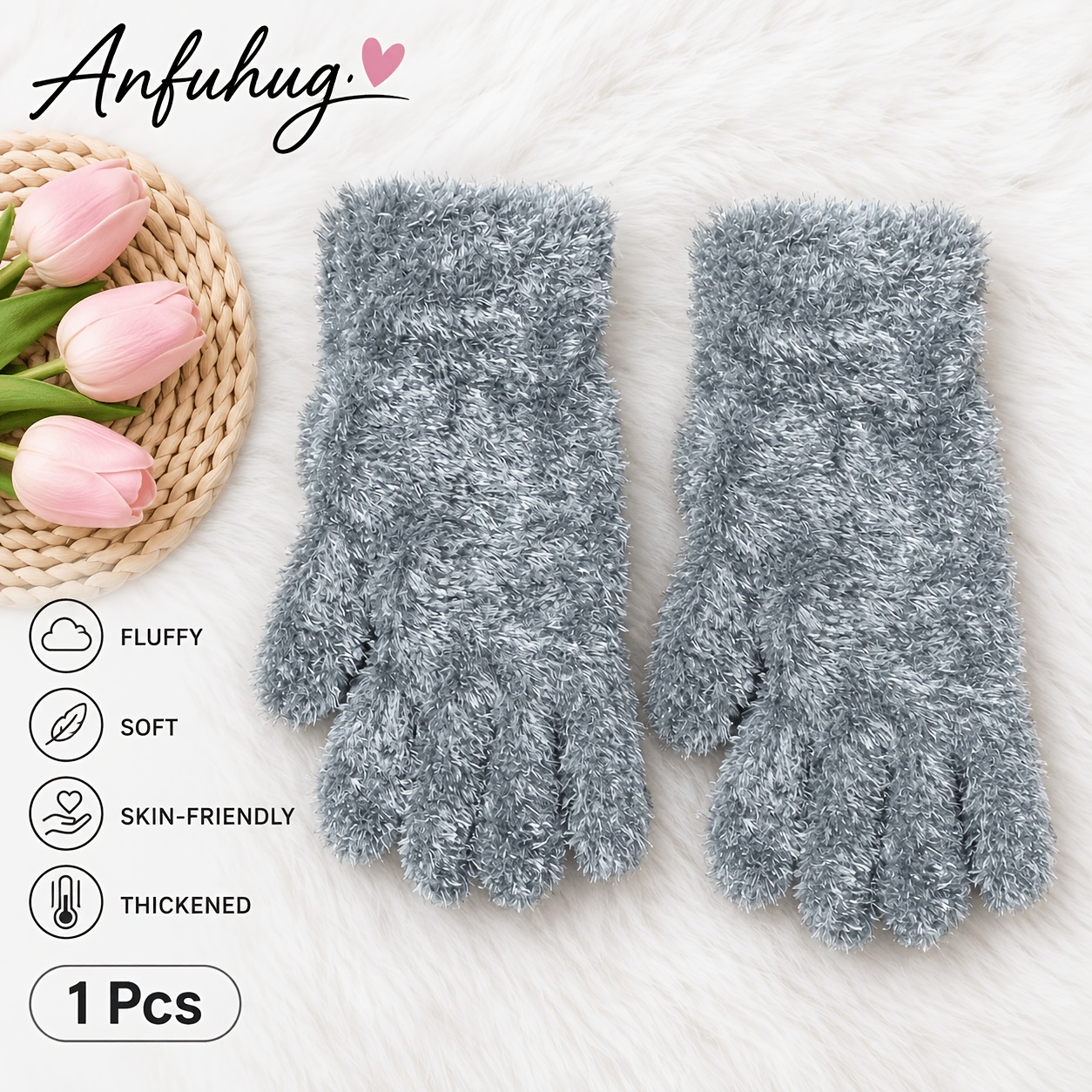 TEMU Gants d'hiver en fil de plumes duveteux, épais, chauds et doux, unisexes, taille unique, pour , les , les voyages, les activités de , cadeau de