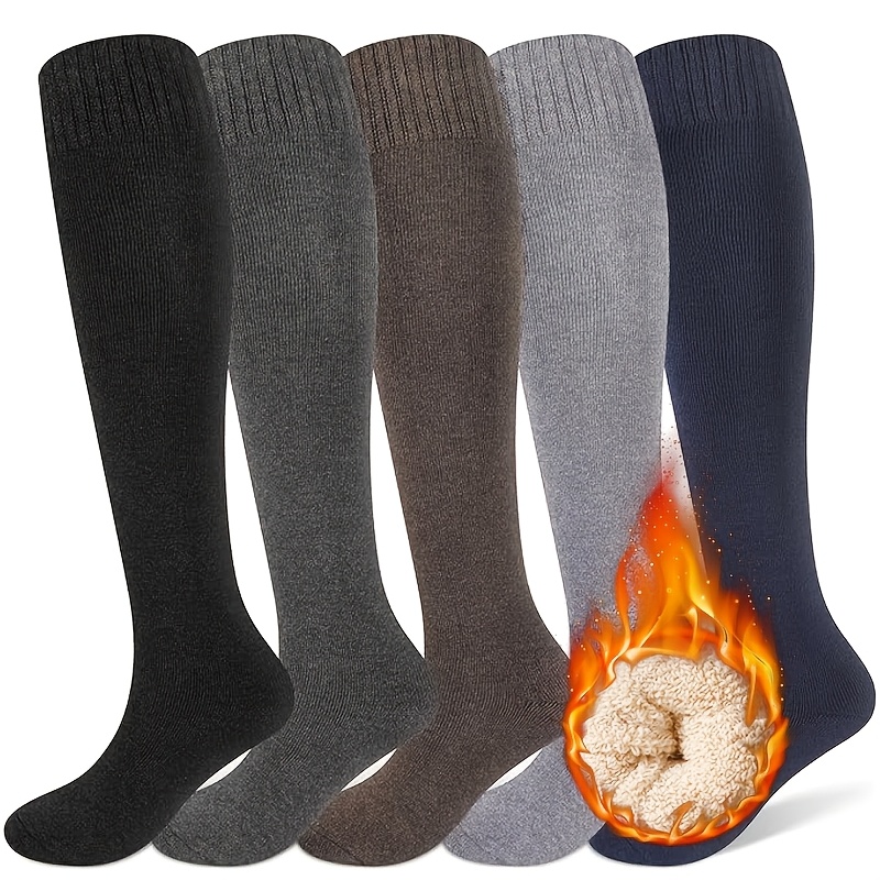 TEMU Pack de 5 Calcetines Unisex de Ternera Negra, Nuevos Calcetines de Otoño/Invierno Cálidos y Transpirables, y Versátiles