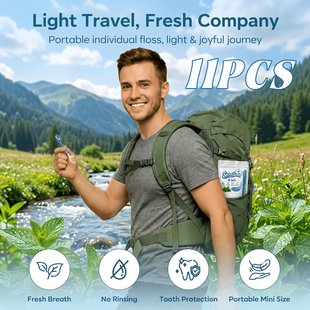 11pcs 5-In-1 Multifunctional Toothbrush Care Kit with Mint Flavor