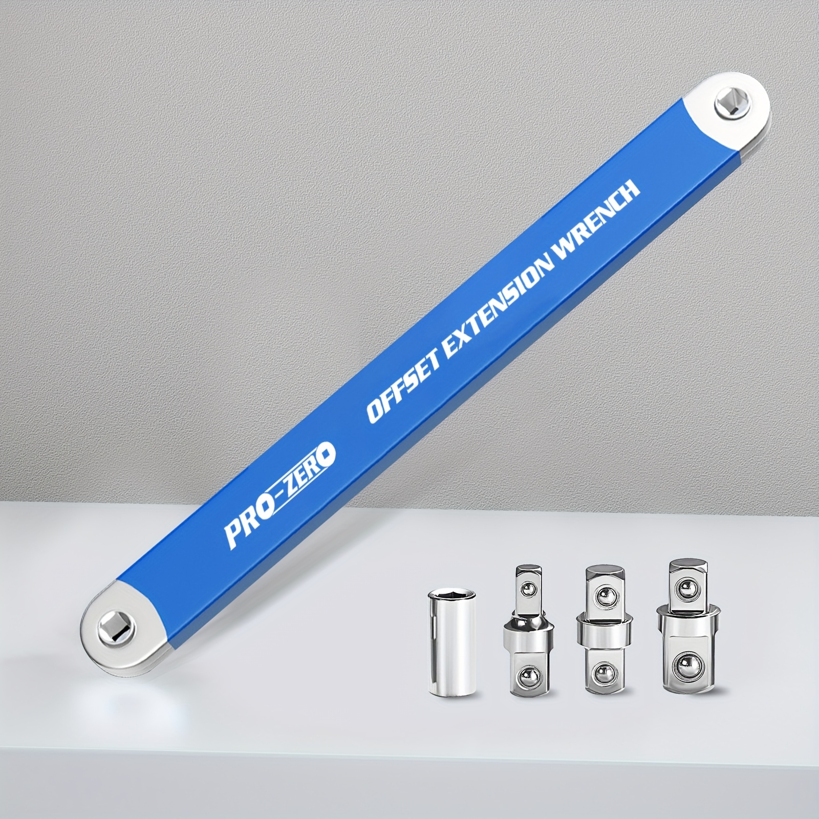 TEMU 2-in-1 Multifunctional Ratchet Offset Extension Wrench, Equipped With 1/2in, 1/4in And 3/8in Square Head Adapters, Suitable For Tight Spaces,