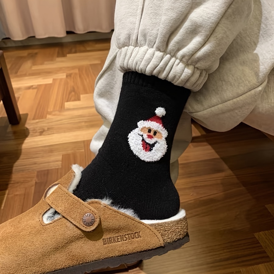 

Cozy Santa Claus Christmas Socks For Women - , Warm Mid-calf Winter Stockings, Machine Washable