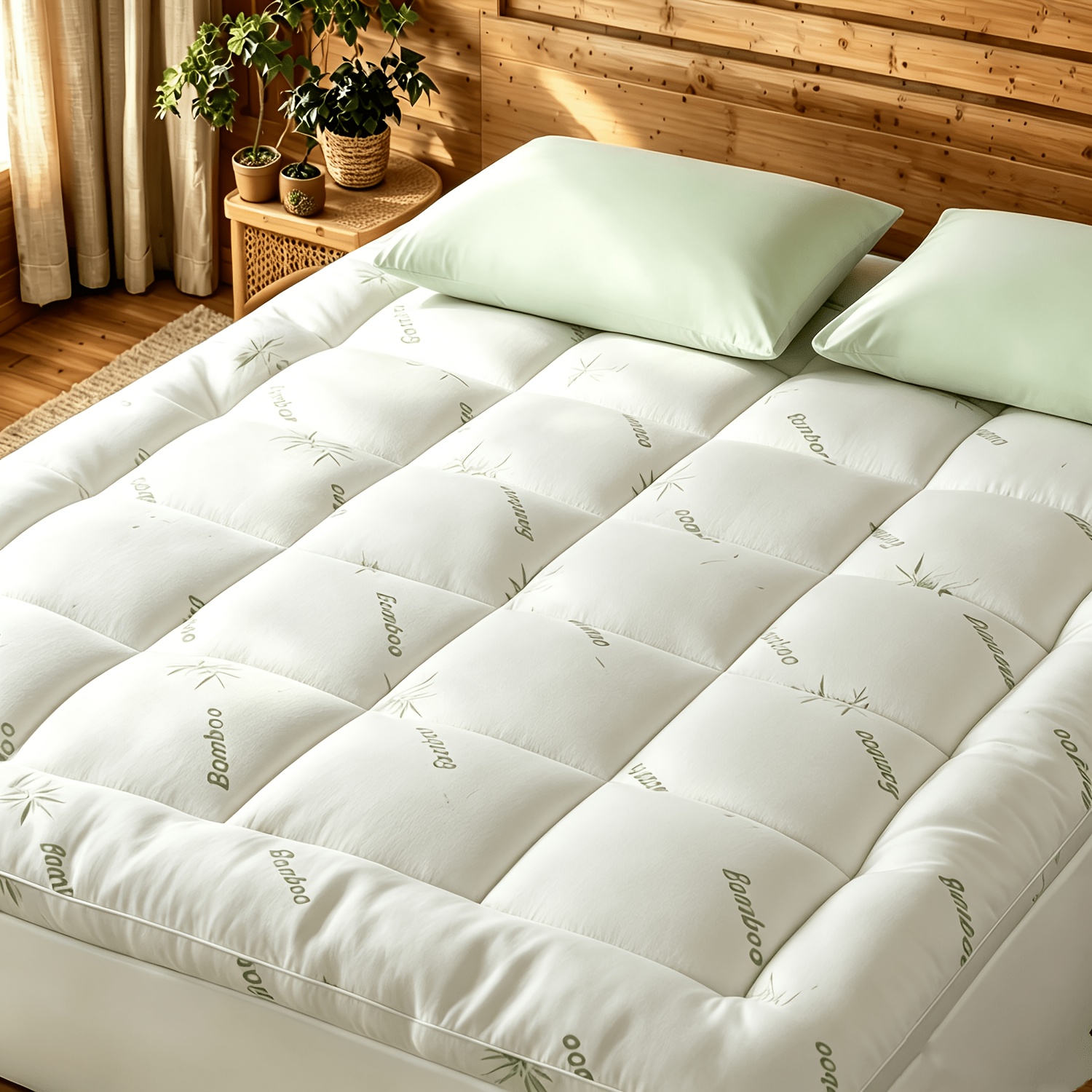 TEMU Cooling Mattress Topper Washable Soft Mattress Pad Bed Mattress Topper With 8-21" Deep Pocket