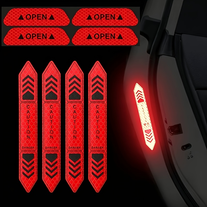 TEMU 8pcs Reflective Warning Stickers For Cars, Suitable For Doors And Body, Compatible With Vehicles Including Cars, Electric Vehicles, Trucks,