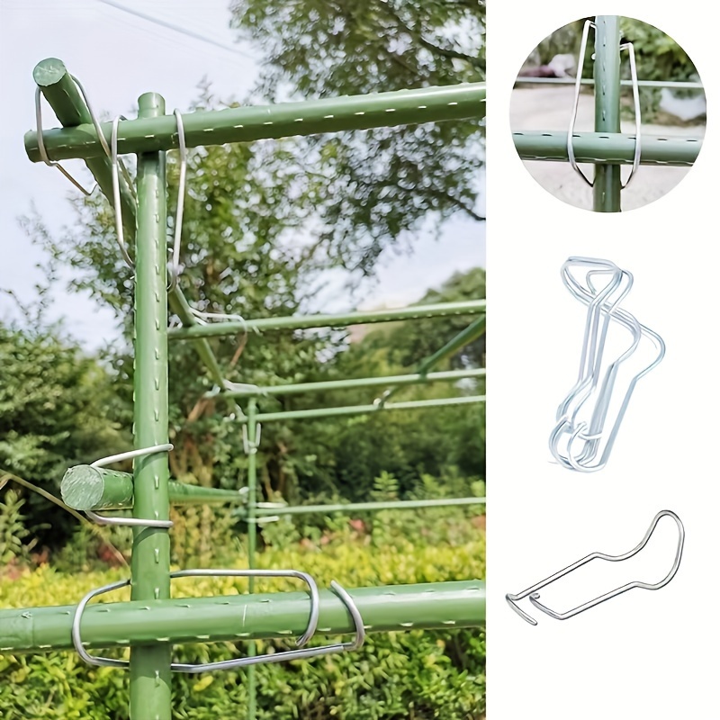 

10pcs Gardening Climbing Rattan Plastic-coated Steel Pipe Accessories, Fixed Buckle Bracket Pillar Connection Buckle Spring Buckle Family Planting Steel Wire Buckle