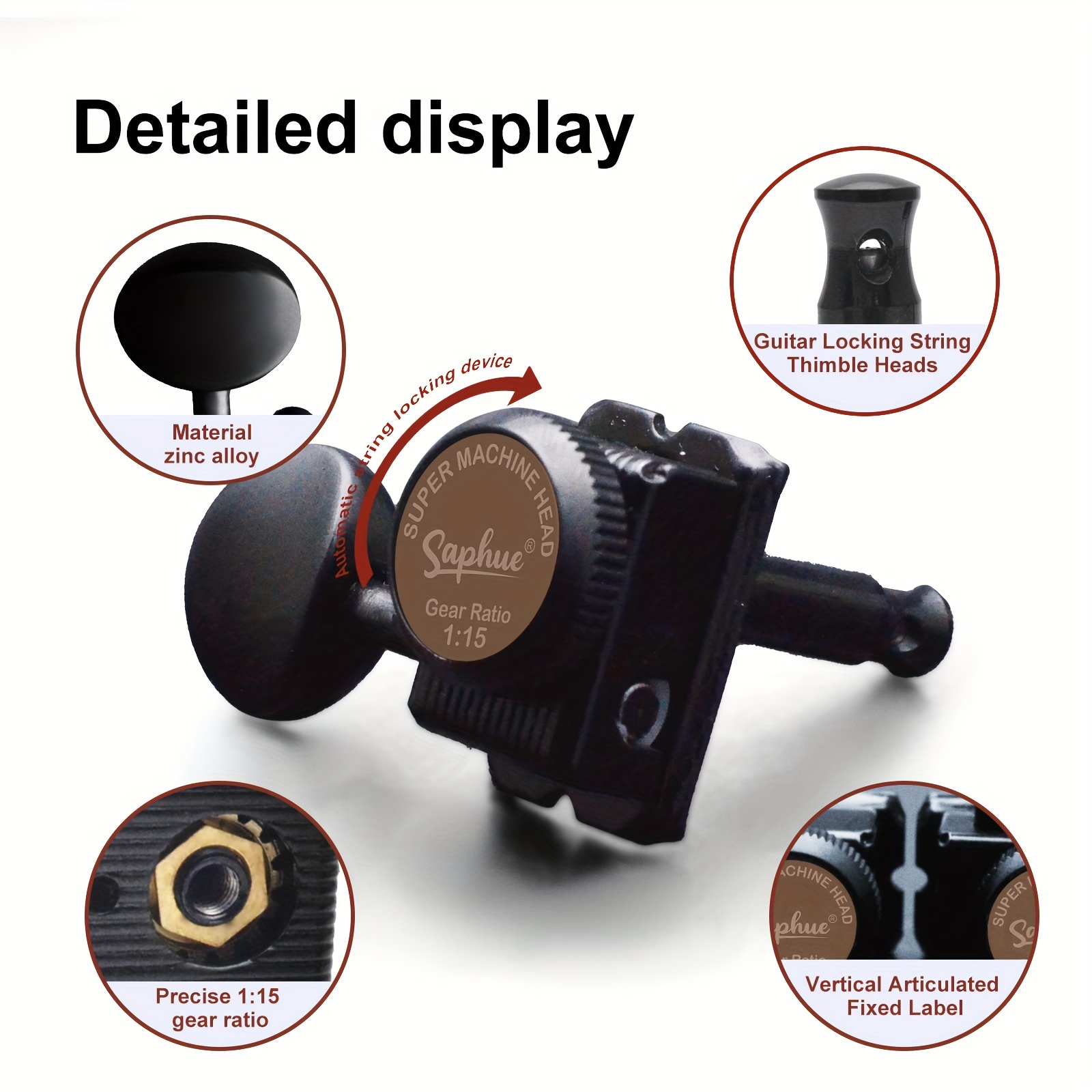 [Inline Guitar Lock Tuners] SAPHUE 6 Inline Guitar Lock String Tuners 1:15 Vintage Guitar Locking Tuning Key Pegs Machine Heads Replacement for ST TL Style Electric Folk or Acoustic Guitars Chrome/Golden, Tuning Pegs, Inline Tuners, Highquality Tuners, Replacement Tuners, Acoustic Guitarists, Guitar Players