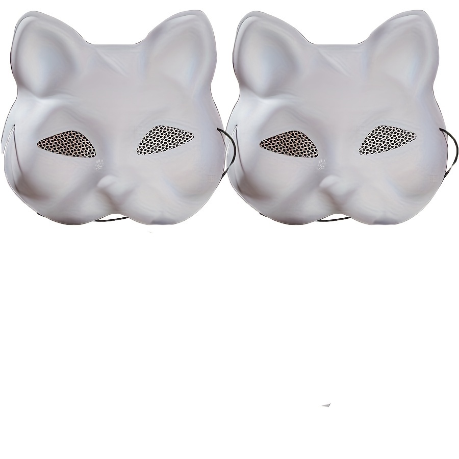 

2pcs Diy Cat Masks With Eye - Paintable Pvc, Cosplay & Halloween Costumes