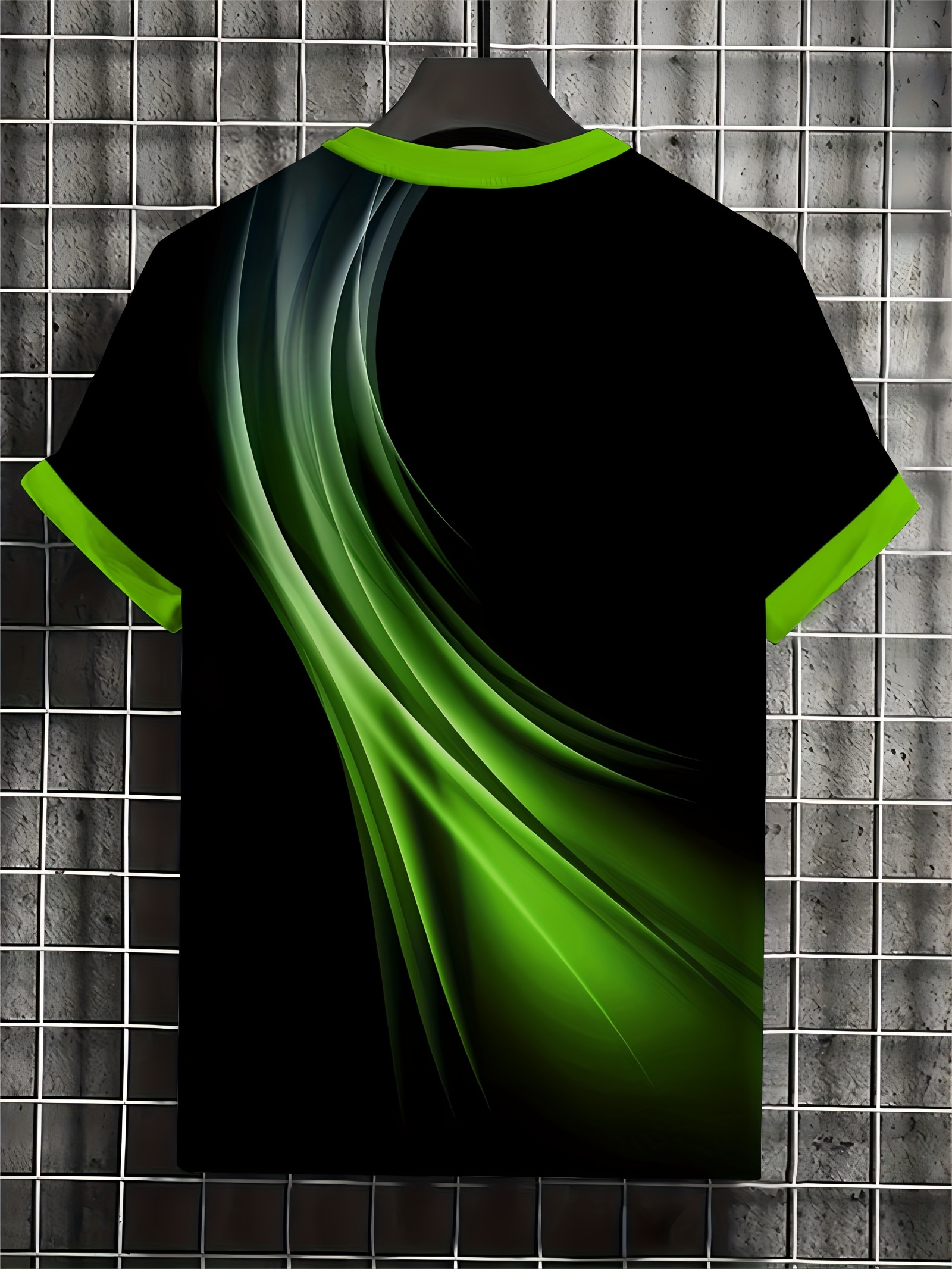 Plus Size Men's Golf T-shirt, Popular Retro Style Blue Lines Geometric Elements Design Print Short Sleeve Tennis Tees For Summer, Casual Trendy Tops For Males, Leisurewear For Big & Tall Guys