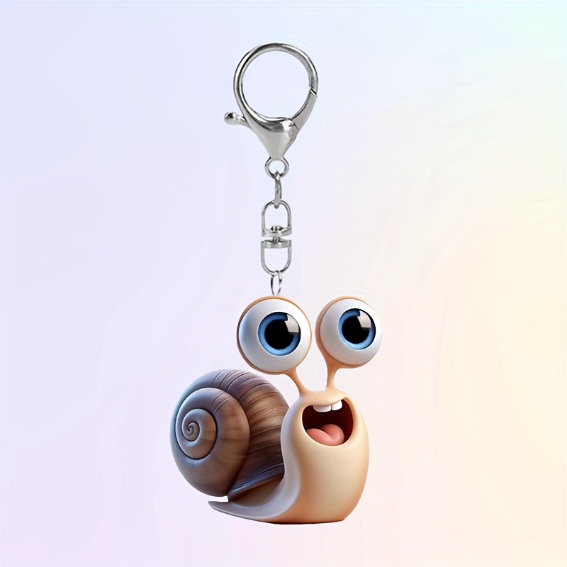 

Acrylic Snail Keychain 2d Flat Design - Double-sided Animal Cartoon Keyring With Swivel Ring Buckle, Birthday Gift Decorative Charm - Single Piece