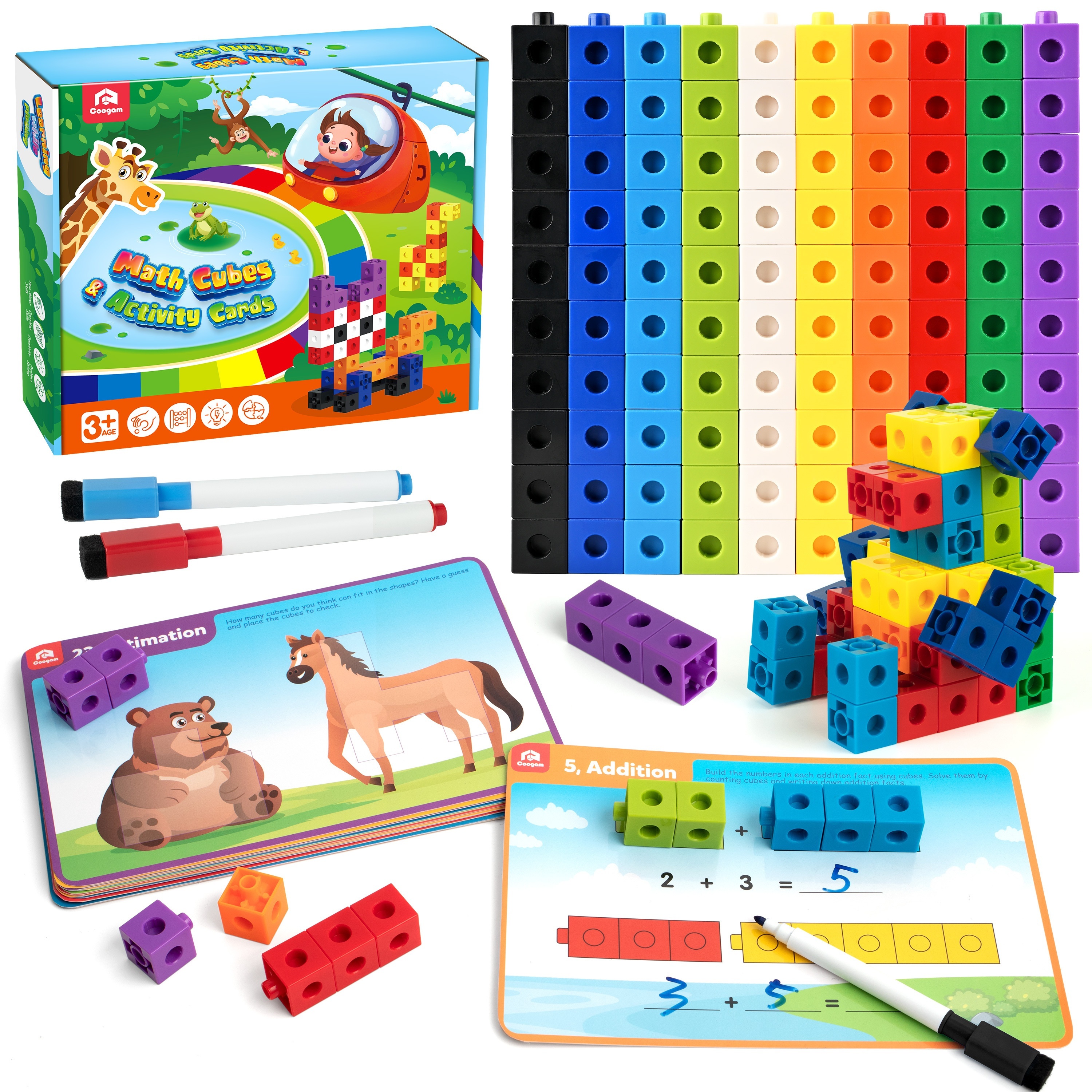 

Coogam Math Cubes Set, Number Counting Blocks With Activity Snap Linking Cubes, Math Construction Toy Gift For Preschool Learning 3-5 Year Old Kids, Back-to-school Season Gift