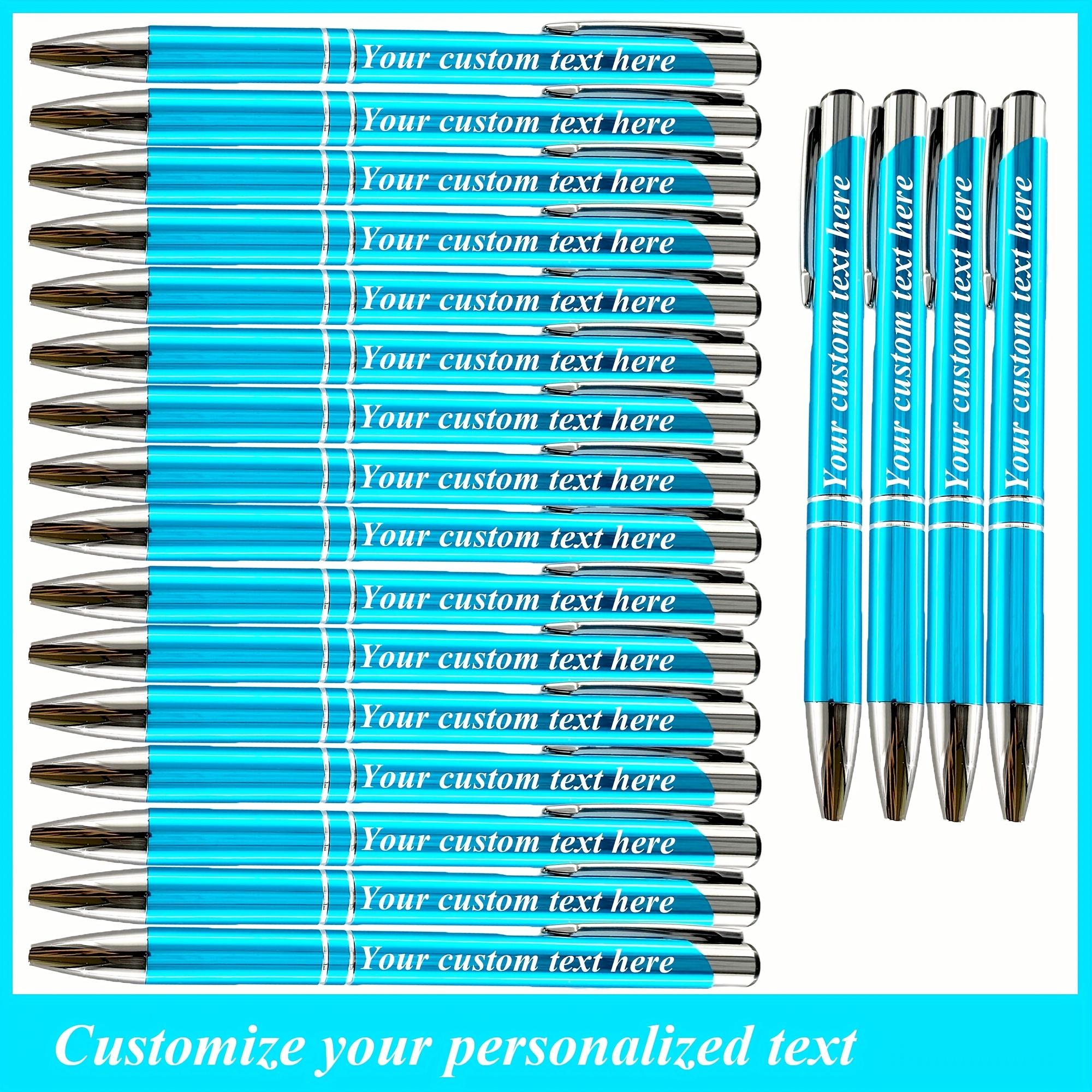 

15/20pcs Customizable Aluminum Ballpoint Pens, Fine Point Retractable Writing Pens With Personalized Text, Ideal For Business Promotions, Christmas, Halloween Gifts