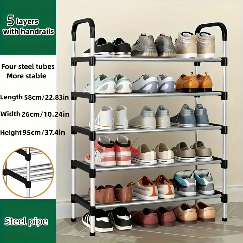 TEMU Sturdy Shoe Rack - Large , , Steel Construction For Organization - For Entryway, Bedroom,